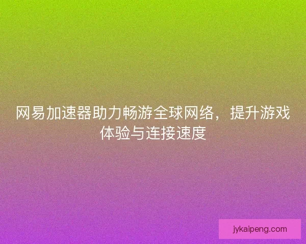 网易加速器助力畅游全球网络，提升游戏体验与连接速度