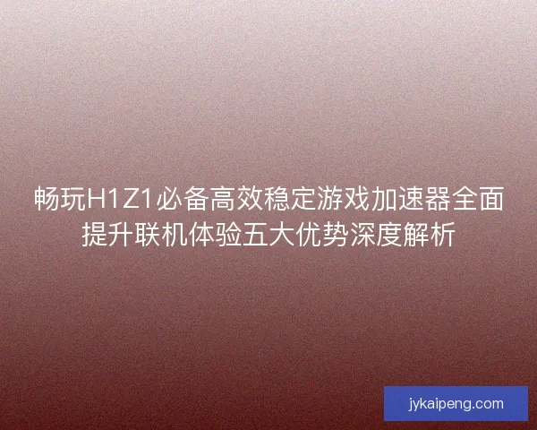 畅玩H1Z1必备高效稳定游戏加速器全面提升联机体验五大优势深度解析